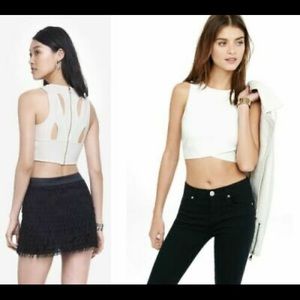 Express crisscross white crop top, small, gently used